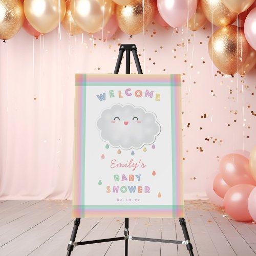 Cute Cloud Raindrops Gender Neutral Baby Shower Foam Board
