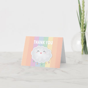 Cute Cloud Raindrops Rainbow Baby Shower Letterpress Thank You Card