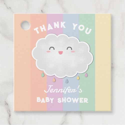 Cute Cloud Raindrops Rainbow Baby Shower Thank You Favor Tags