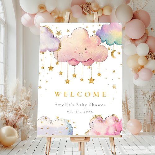 Cute Cloud Star Baby Shower Welcome Foam Board