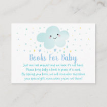 Cute Cloud Stars Blue Baby Shower Book Request Enclosure Card