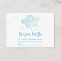 Cute Cloud Stars Blue Baby Shower Diaper Raffle Enclosure Card