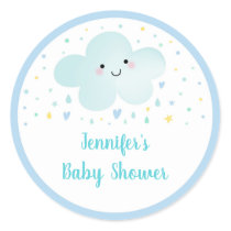 Cute Cloud Stars Blue Baby Sprinkle Classic Round Sticker