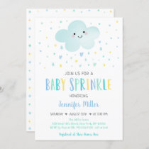 Cute Cloud Stars Blue Baby Sprinkle Invitation