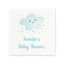 Cute Cloud Stars Blue Baby Sprinkle Napkins