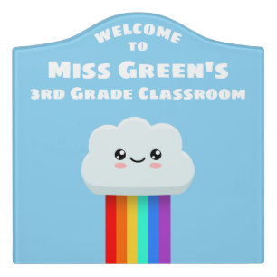 Cute cloud teachers door sign