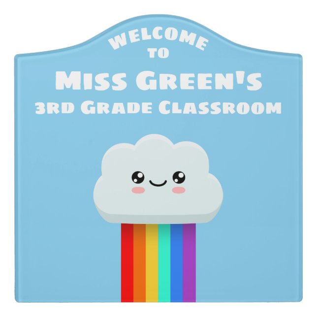 Cute cloud teachers door sign (Large Crest Front)