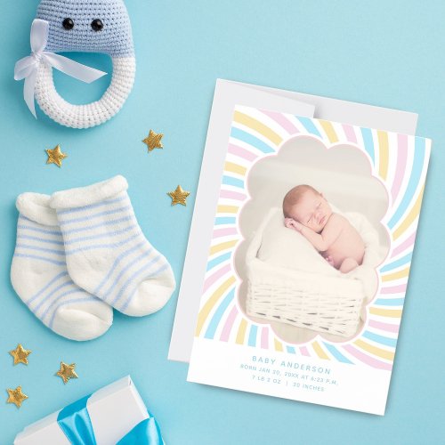 Cute Cloud Unisex Baby Photo Birth Announcement