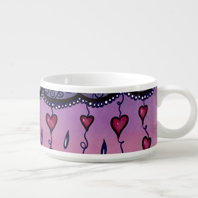 Cute clouds and hearts art bowl (Left)