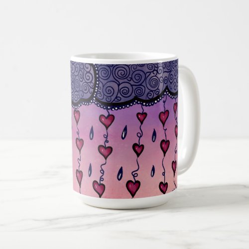 Cute clouds and hearts art coffee mug