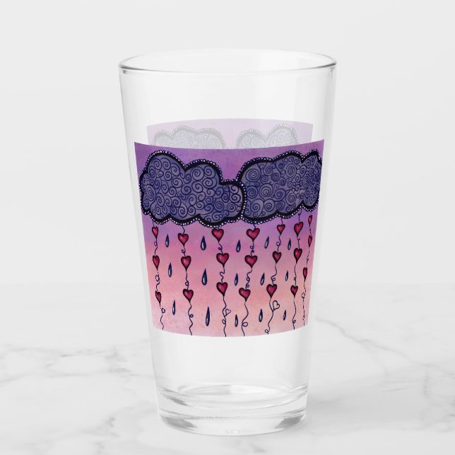 Cute clouds and hearts art glass (Front)