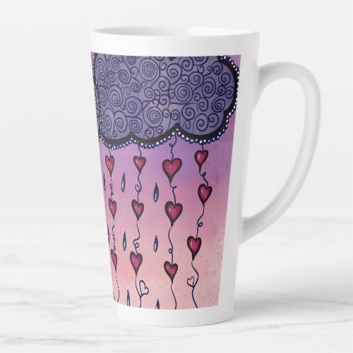 Cute clouds and hearts art latte mug