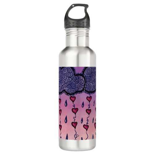 Cute clouds and hearts art stainless steel water bottle