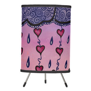 Cute clouds and hearts art tripod lamp