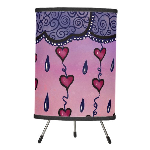 Cute clouds and hearts art tripod lamp