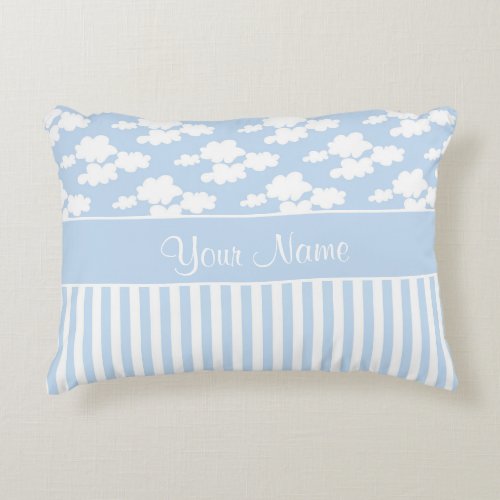 Cute Clouds and Stripes Decorative Pillow