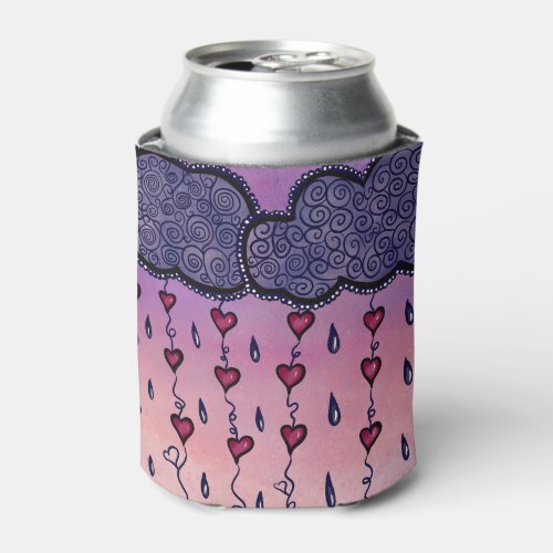 Cute clouds hearts and raindrops can cooler