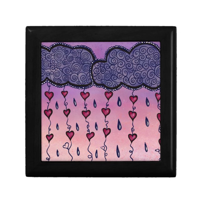Cute clouds, hearts and raindrops gift box (Front)