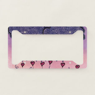 Cute clouds, hearts and raindrops license plate frame