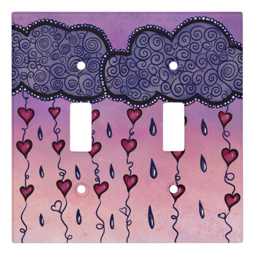 Cute clouds hearts and raindrops light switch cover