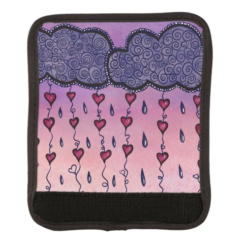 Cute clouds hearts and raindrops luggage handle wrap