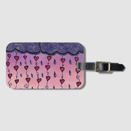 Cute clouds hearts and raindrops luggage tag