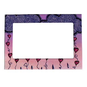 Cute clouds, hearts and raindrops magnetic frame