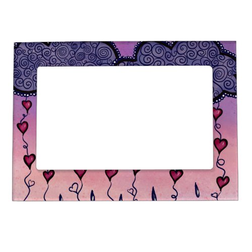Cute clouds hearts and raindrops magnetic frame