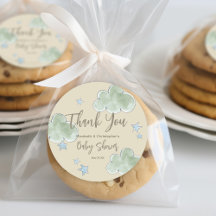 Cute Clouds Moon Stars Baby Shower Neutral Boy