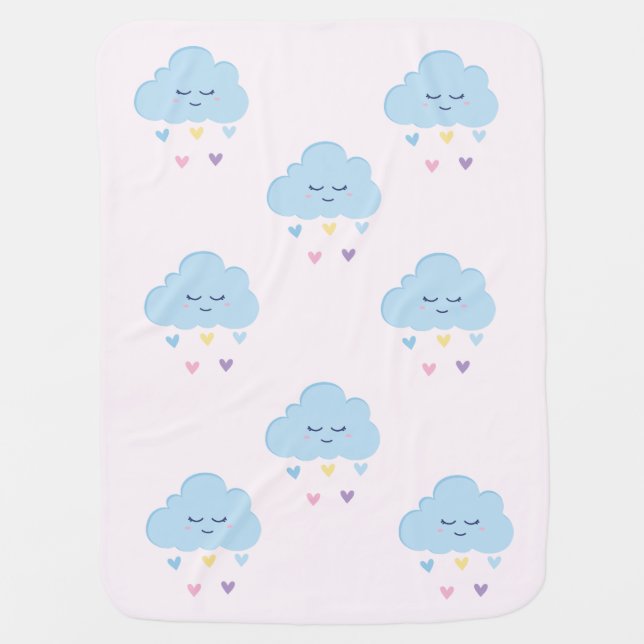 Cute Clouds Nursery Baby Blanket (Front)