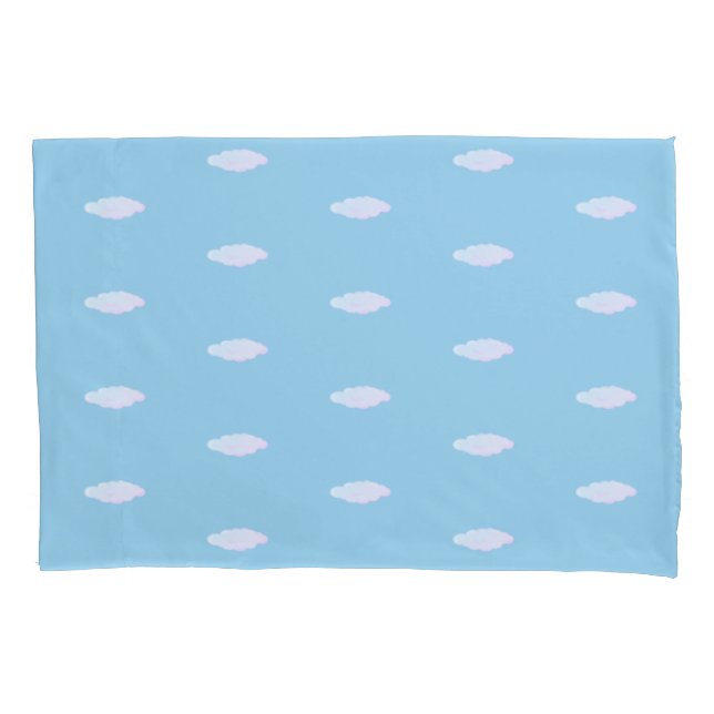 Cute Clouds on Light Blue Pillow Case (Front)