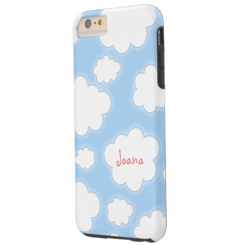 Cute Clouds Pattern Blue Pink Personalized Name Tough iPhone 6 Plus Case
