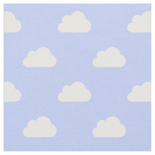 Cute Clouds White on Blue Fabric