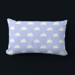 Cute Clouds White on Blue Lumbar Pillow<br><div class="desc">Cute white cartoon/kawaii clouds on a blue background.</div>