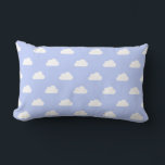 Cute Clouds White on Blue Lumbar Pillow<br><div class="desc">Cute white cartoon/kawaii clouds on a blue background.</div>