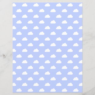Cute Clouds White on Blue Scrapbook Paper