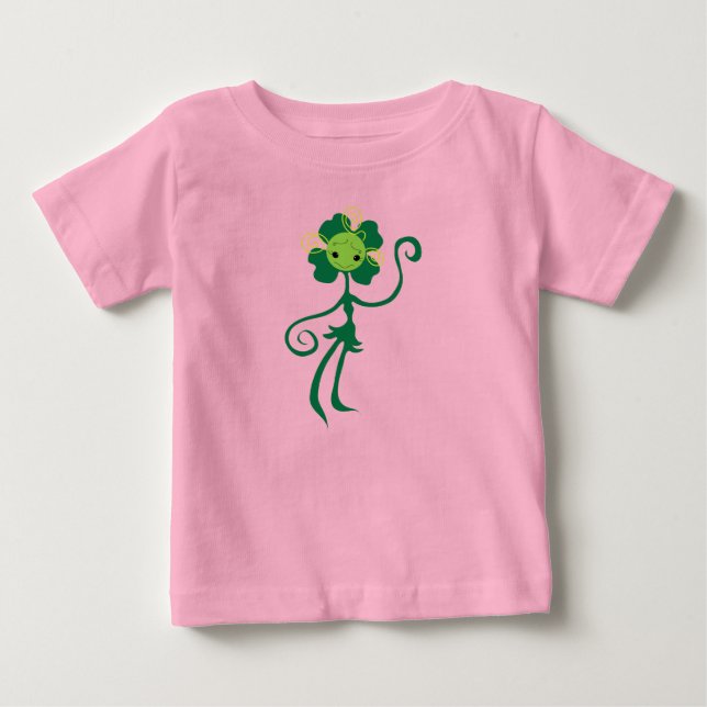 Cute Clover Flower Girl Organic Baby Bodysuit (Front)