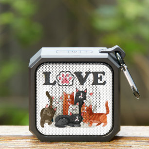 Cute Clowder of Cats Illustration with LOVE Bluetooth Speaker