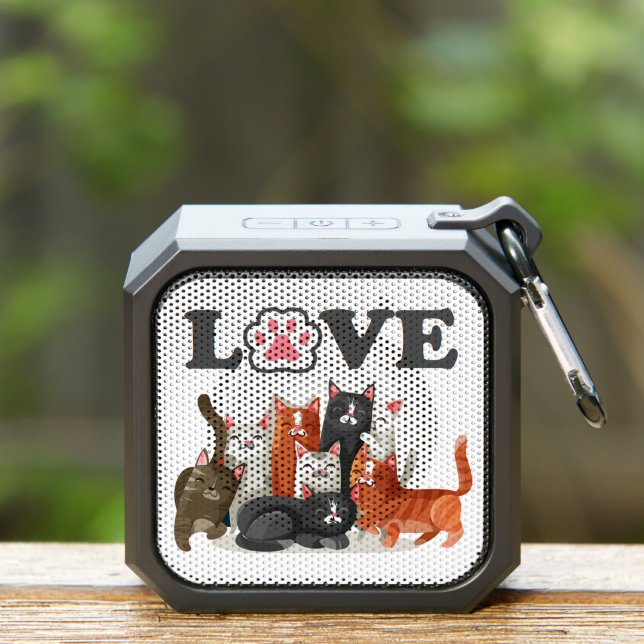 Cute Clowder of Cats Illustration with LOVE Bluetooth Speaker (Insitu(Outdoor))