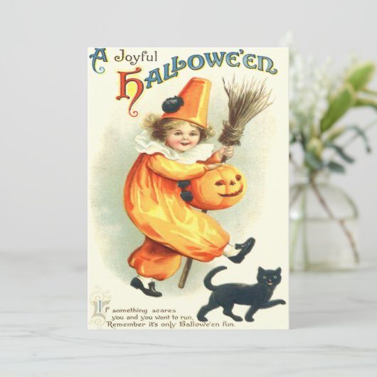 Cute Clown Black Cat Jack O Lantern (Standing Front)