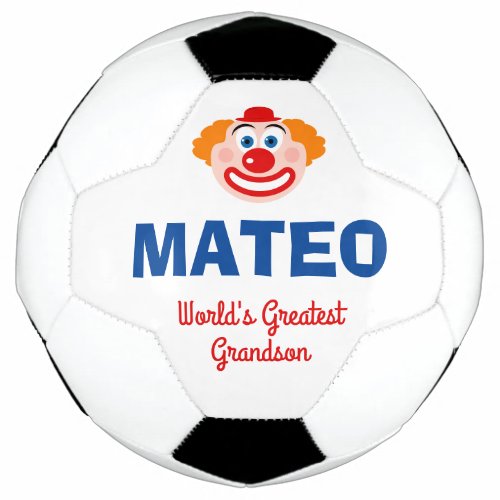 Cute clown face personalised soccer ball for kids