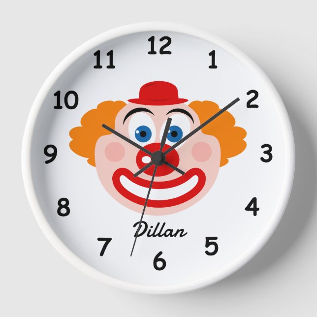 Cute clown face wall clock for kid's room (Front)