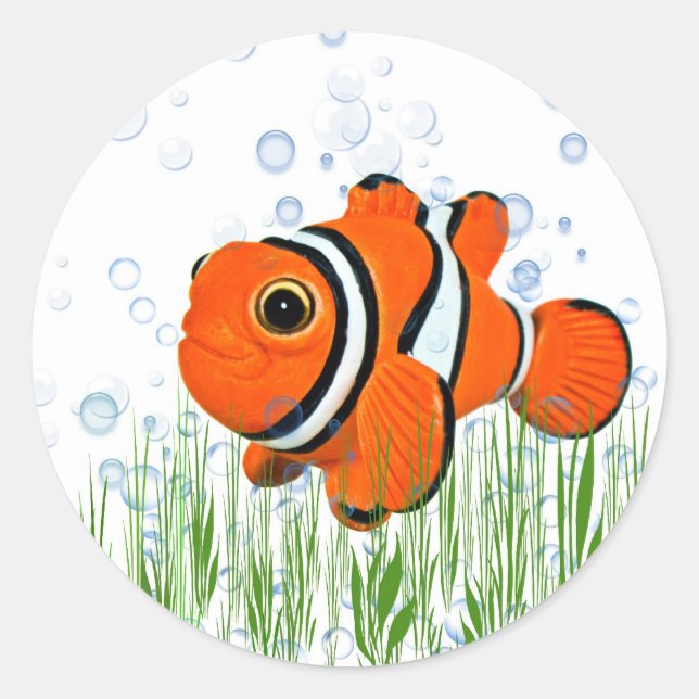 Cute Clown Fish Classic Round Sticker (Front)