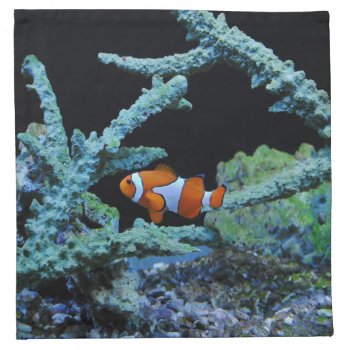 Cute Clown Fish In Coral Napkin by beachcafe at Zazzle