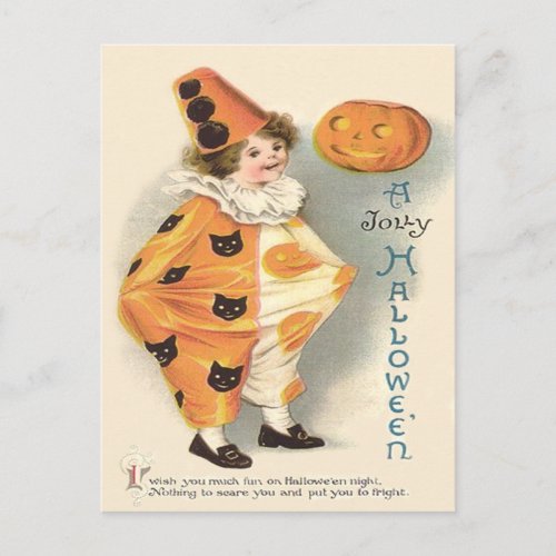Cute Clown Jack O Lantern Pumpkin Postcard