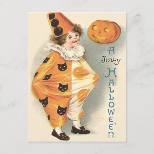 Cute Clown Jack O Lantern Pumpkin Postcard