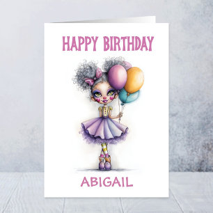 Cute Clown With Colorful Balloons Birthday Card