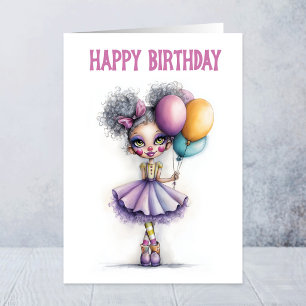 Cute Clown With Colorful Balloons Birthday Card