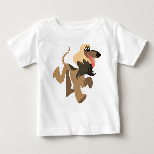 Cute Clownish Cartoon Afghan Hound Baby T_Shirt