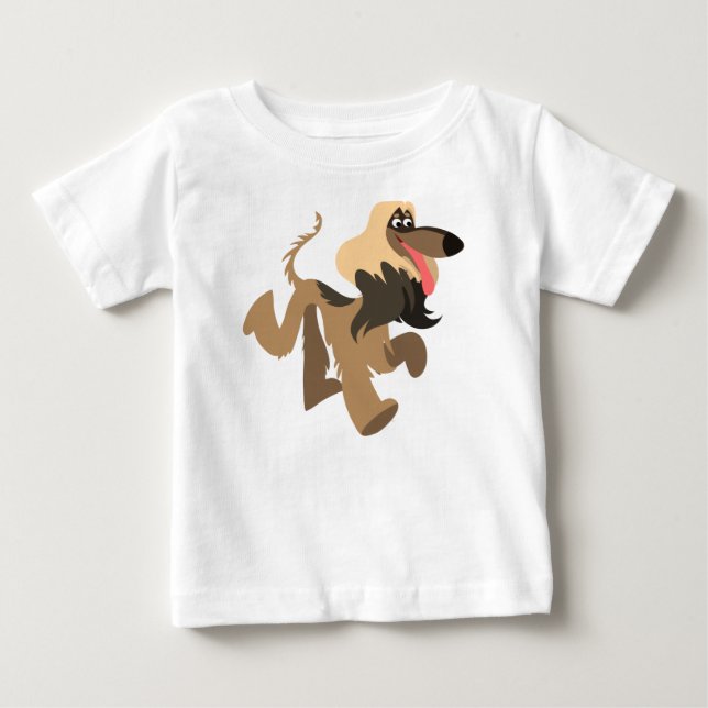 Cute Clownish Cartoon Afghan Hound Baby T-Shirt (Front)